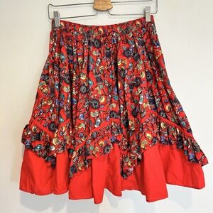 Vintage Partners Please Malco Modes Square Dance Skirt Red Cowgirl Western M